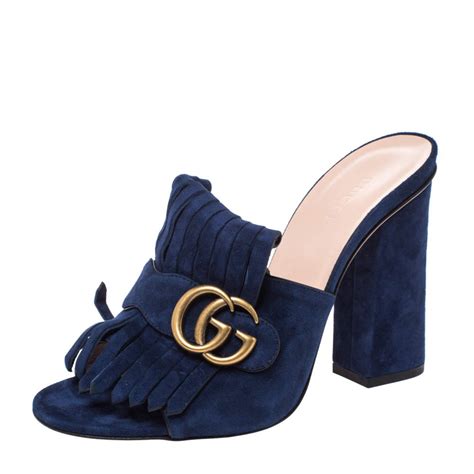 navy gucci sandals|blue Gucci loafers.